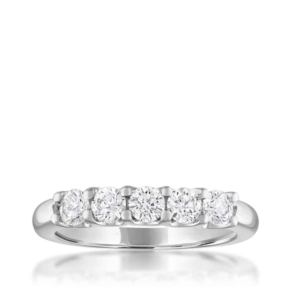 3/4 ct. tw. 5-Stone Prong Set Diamond Anniversary Band in 14K White Gold