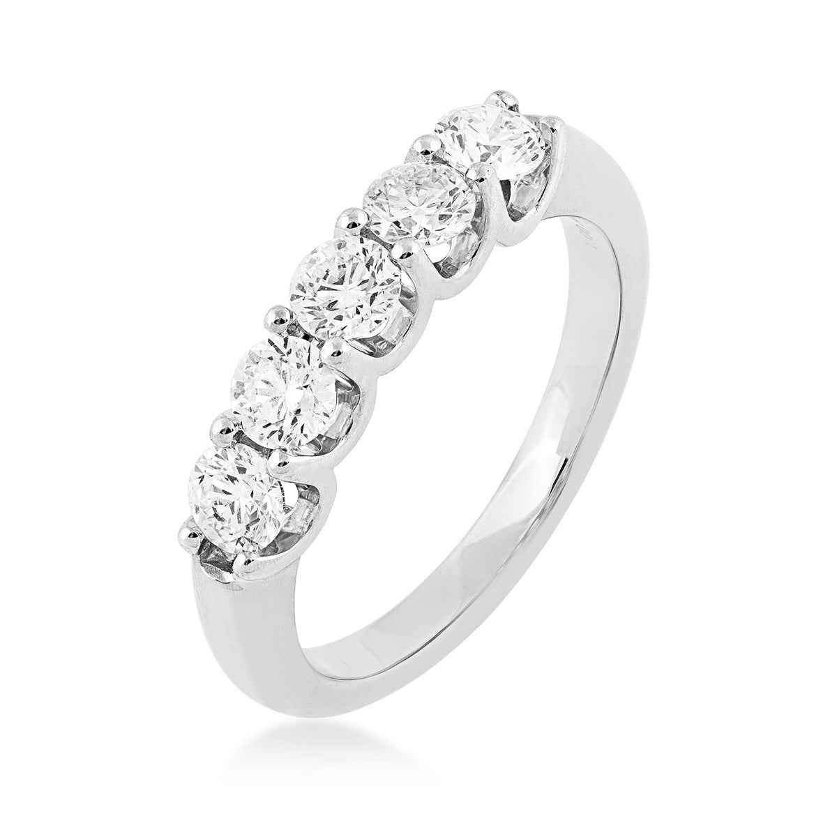 1 ct. tw. 5-Stone Prong Set Diamond Anniversary Band in 14K White Gold front view