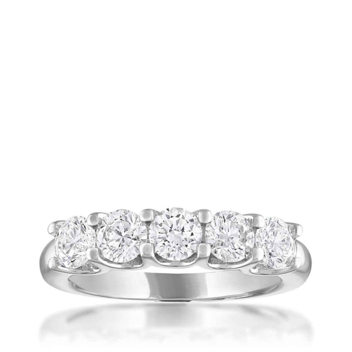 1-1/2 ct. tw. 5-Stone Prong Set Diamond Anniversary Band in 14K White Gold