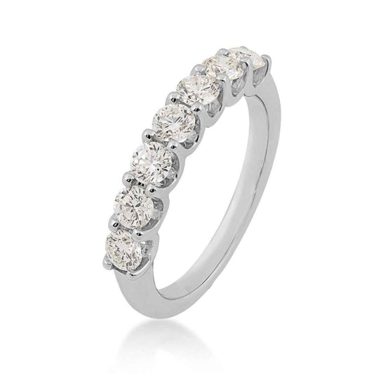 1 ct. tw 7-Stone Prong Set Diamond Anniversary Band in 14K White Gold front view