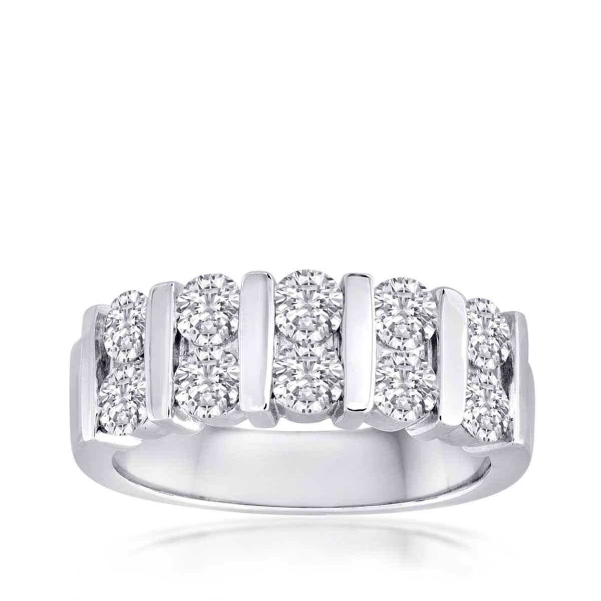 1-1/2 ct. tw. 2-Row Diamond Bar Set Anniversary Ring in 14K White Gold
