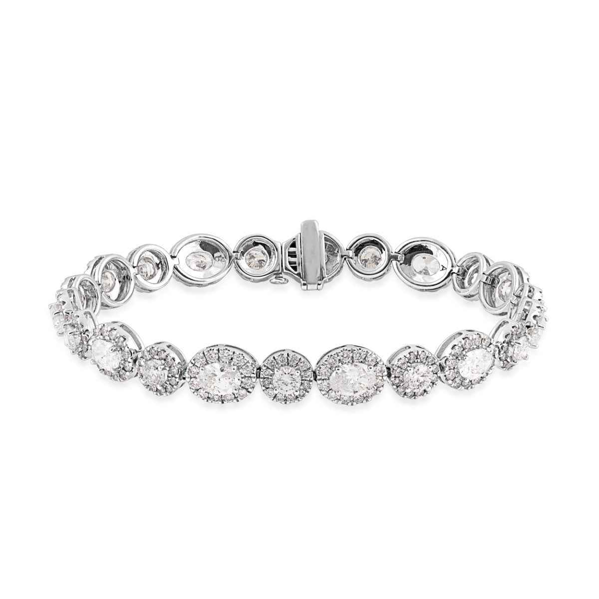 9-1/2 ct. tw. Round & Oval Diamond Halo Bracelet in 14K White Gold