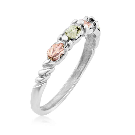 Black Hills Gold Leaf Wedding Ring in Sterling Silver front view