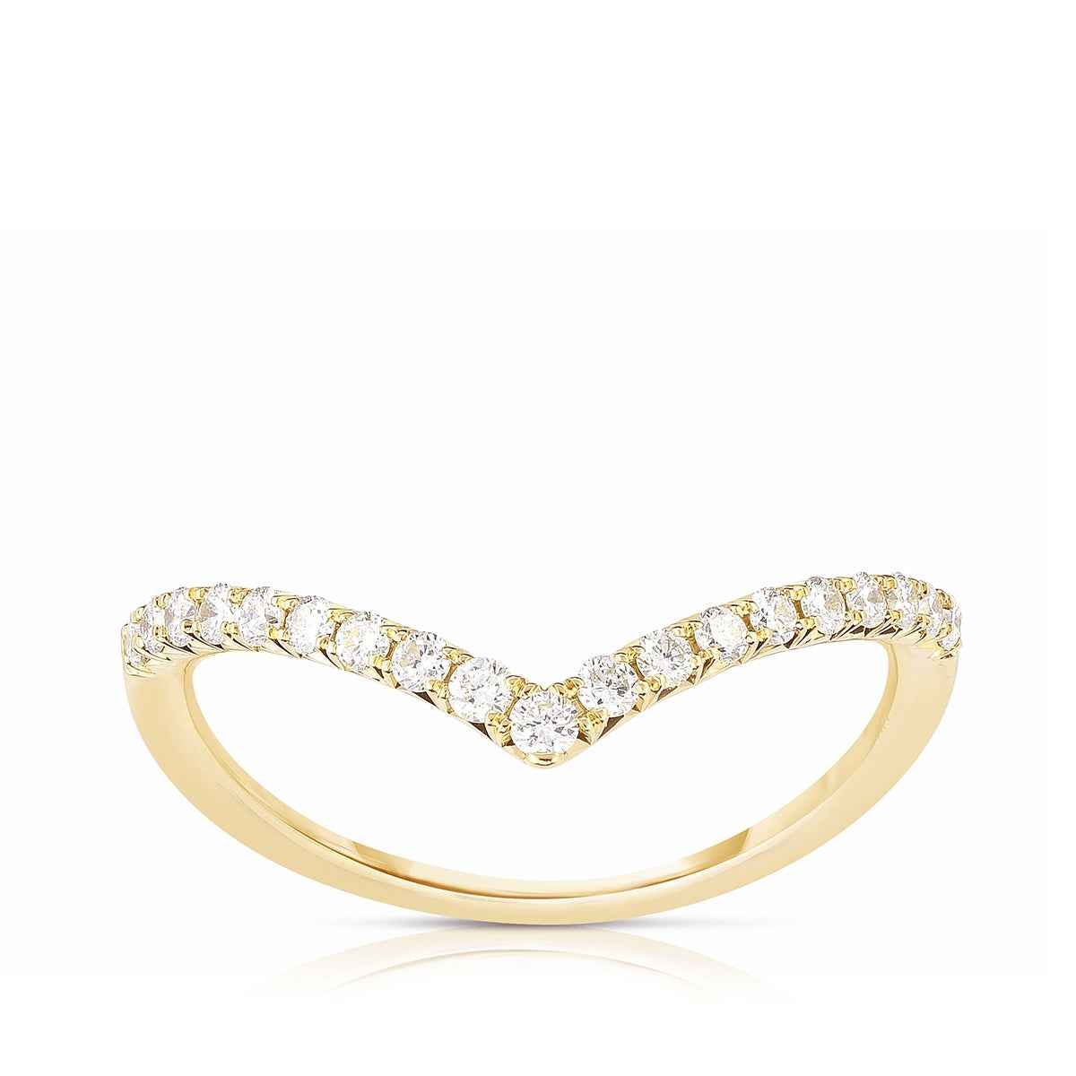 1/4 ct. tw. Diamond Anniversary Band with Chevron Design in 14K Yellow Gold