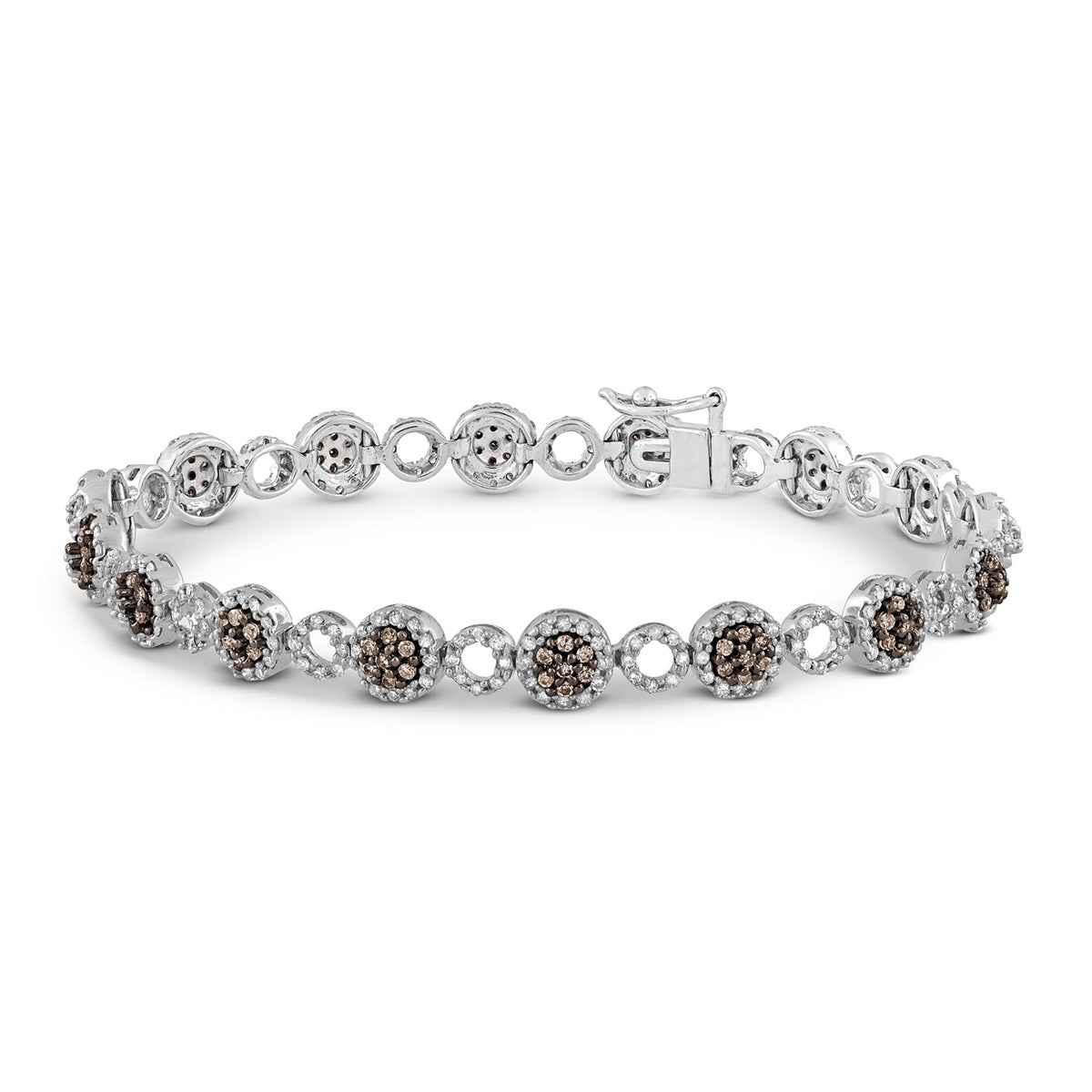 Mocha Collection 2 ct. tw. Mocha Diamond Cluster Bracelet in 10K White Gold