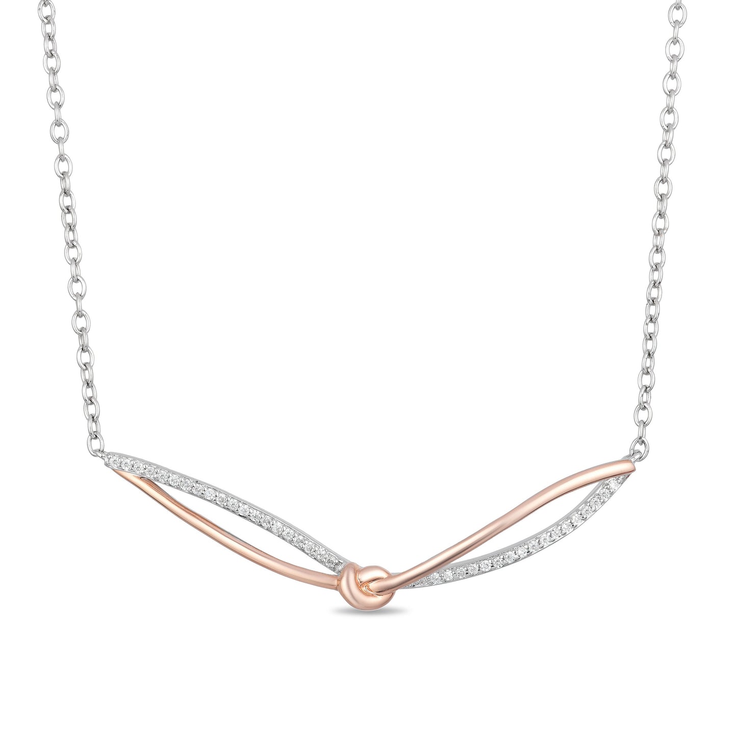 1/6 ct. tw. Diamond Knot Pendant in 10K Pink Gold and Sterling Silver