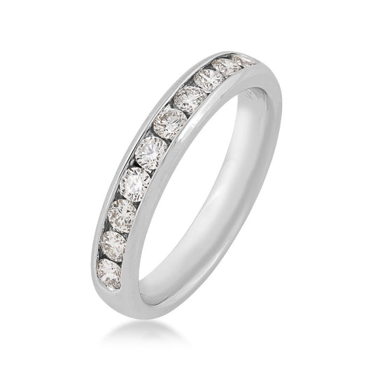 1/2 ct. tw. Round Brilliant Channel Set Diamond Anniversary Ring in 14K White Gold front view