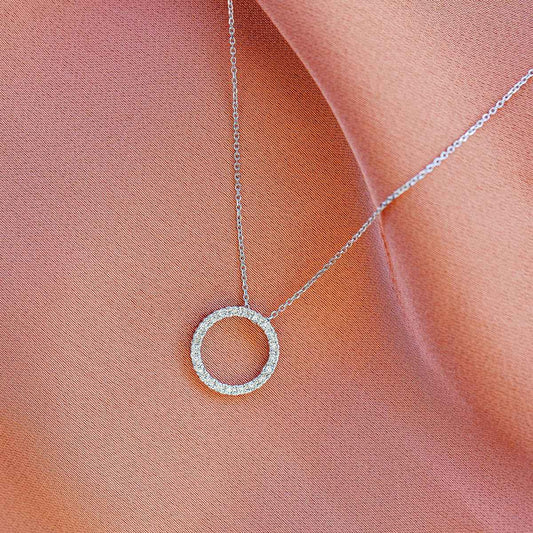1/4 ct. tw. Diamond Circle Pendant in 10K White Gold front view