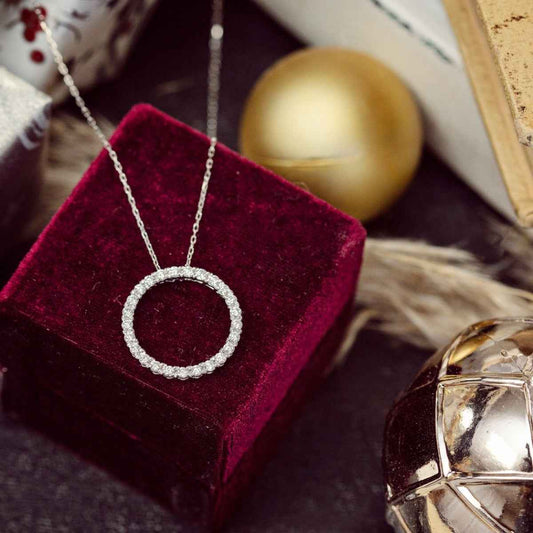 1 ct. tw. Diamond Circle Pendant in 10K White Gold front view