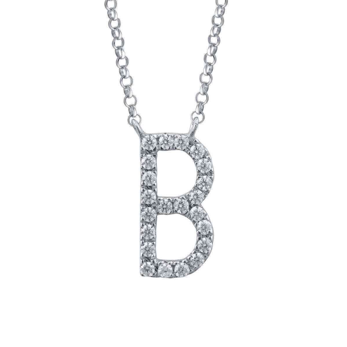 1/10 ct. tw. Diamond Letter B 10mm Pendant in 10K White Gold