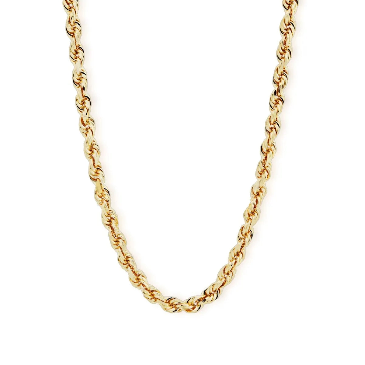 3.6mm 22-inch Solid Diamond Cut Rope Chain Necklace in 10K Yellow Gold