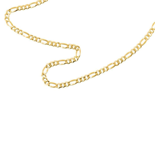3.8mm 20-inch Solid Figaro Chain Necklace in 10K Yellow Gold close-up detail