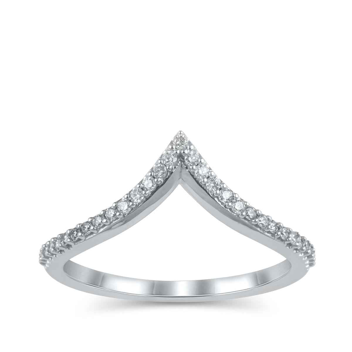1/6 ct. tw. Diamond Chevron Wedding Band in 14K White Gold (2)