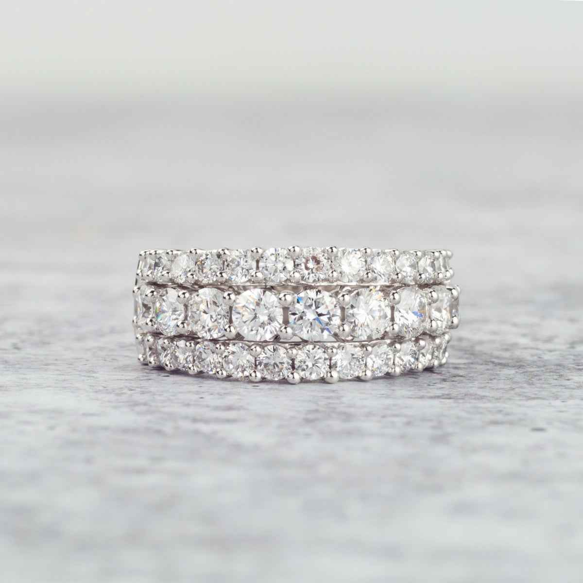 Adamante 2-1/2 ct. tw. Lab-Grown Diamond Multi-Row Anniversary Ring in 10K White Gold front view