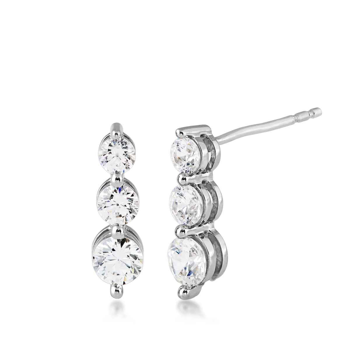 Adamante 1 ct. tw. Lab-Grown Diamond 3-stone Earrings in 10K White Gold