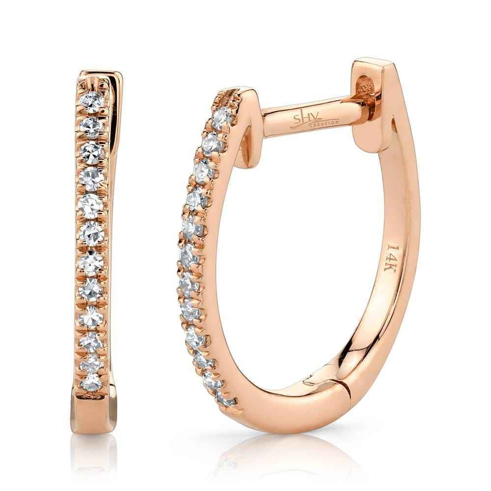 Shy Creation 1/12 ct. tw. Hoop Earrings in 14K Pink Gold