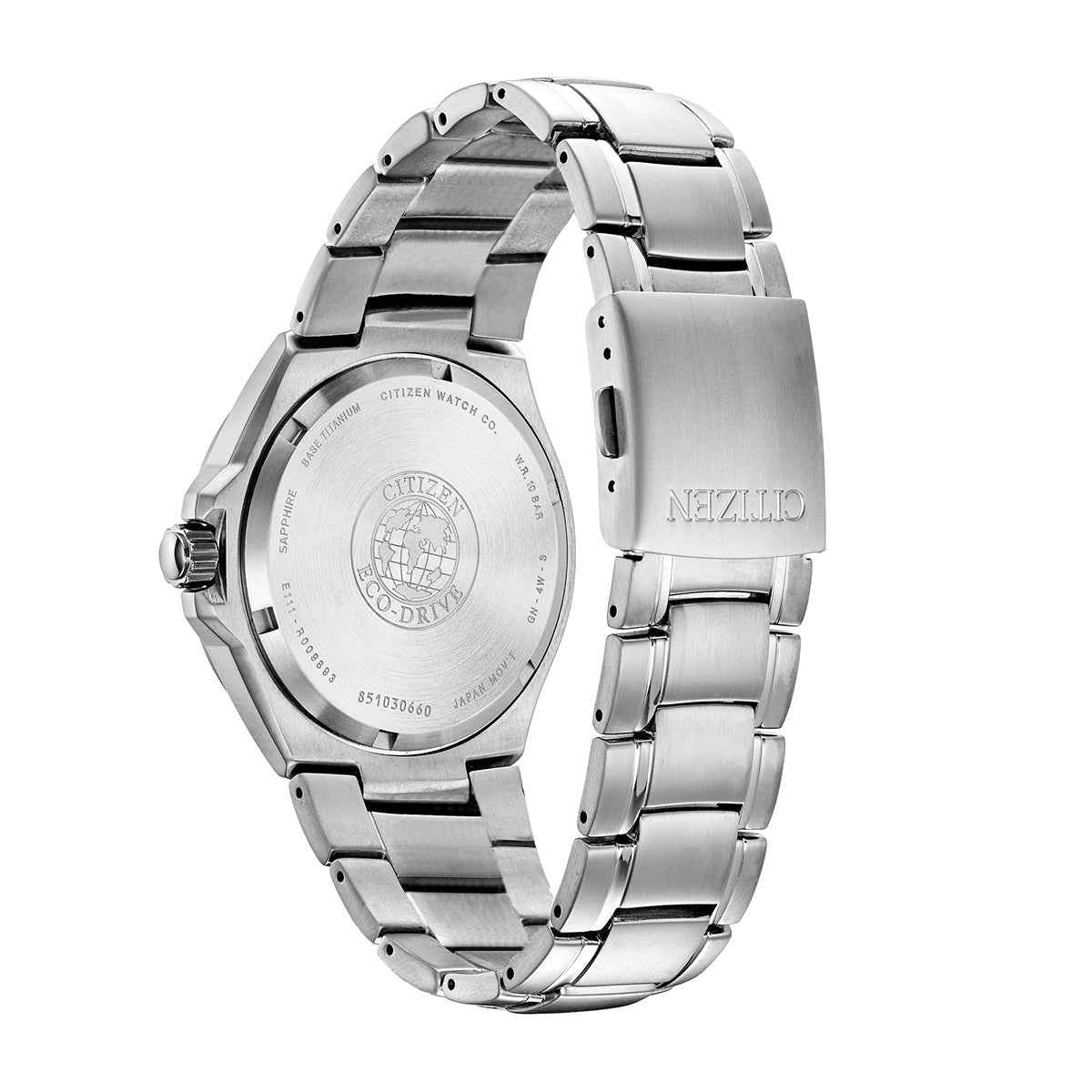 Citizen Men's Paradigm Titanium Eco-Drive Watch with Blue Dial close-up detail