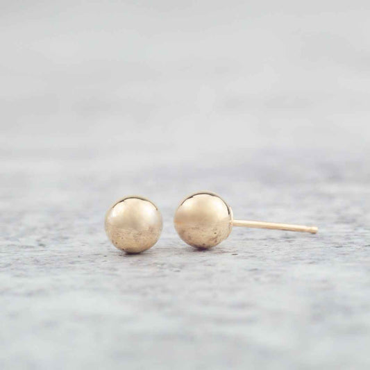 5mm Polished Ball Stud Earrings in 14K Yellow Gold front view