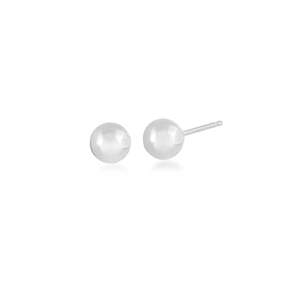 5mm Polished Ball Stud Earrings in 14K White Gold