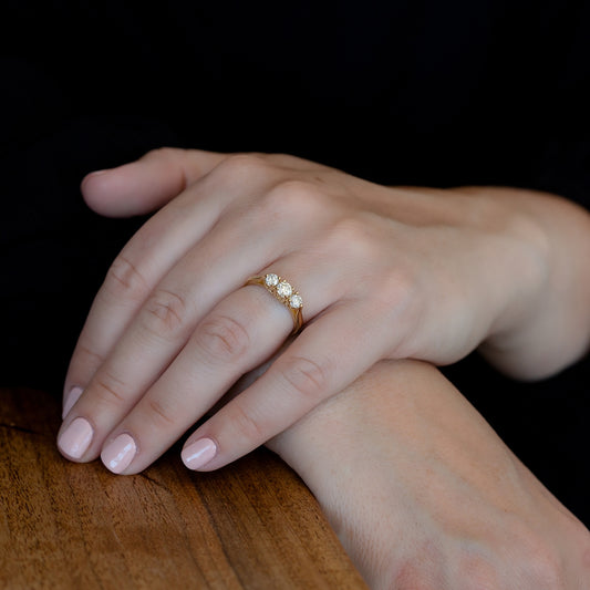 3/4 ct. tw. Round Brilliant Diamond 3-Stone Anniversary Ring in 14K Yellow Gold full view