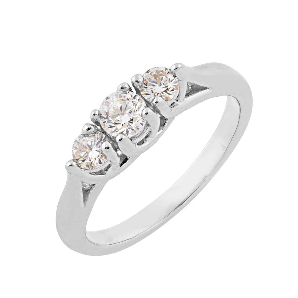 1/2 ct. tw. 3-stone Diamond Anniversary Ring in 14K White Gold front view