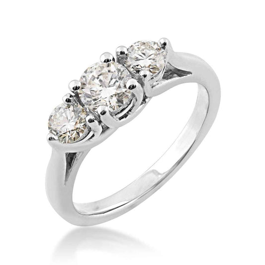 1 ct. tw. 3-Stone Round Brilliant Diamond Anniversary Ring in 14K White Gold front view