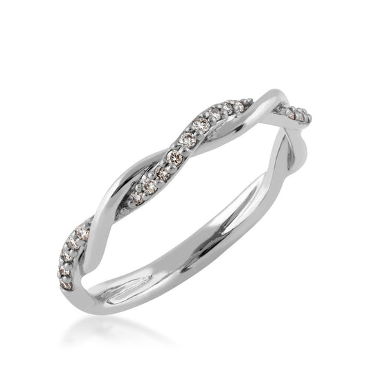 Perfect Match 1/10 ct. tw. Diamond Twist Stackable Anniversary Ring in 10K White Gold front view