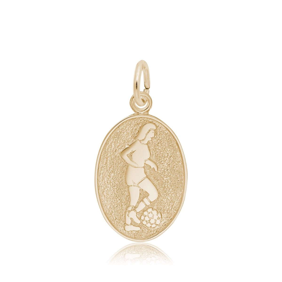 Soccer Player Oval Disc Charm in 14K Yellow Gold