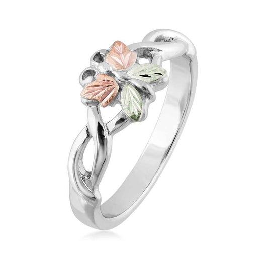 Black Hills Gold Butterfly Twist Ring in Sterling Silver front view