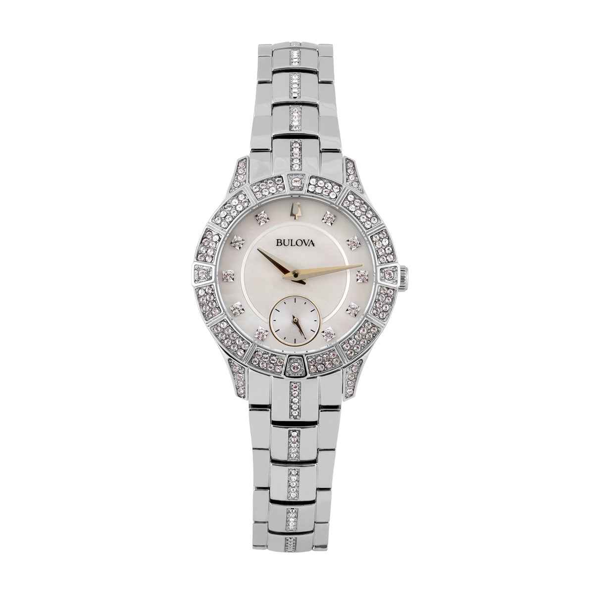 Bulova Ladies' Phantom Stainless Steel Watch with Mother of Pearl Dial & Crystal Accents