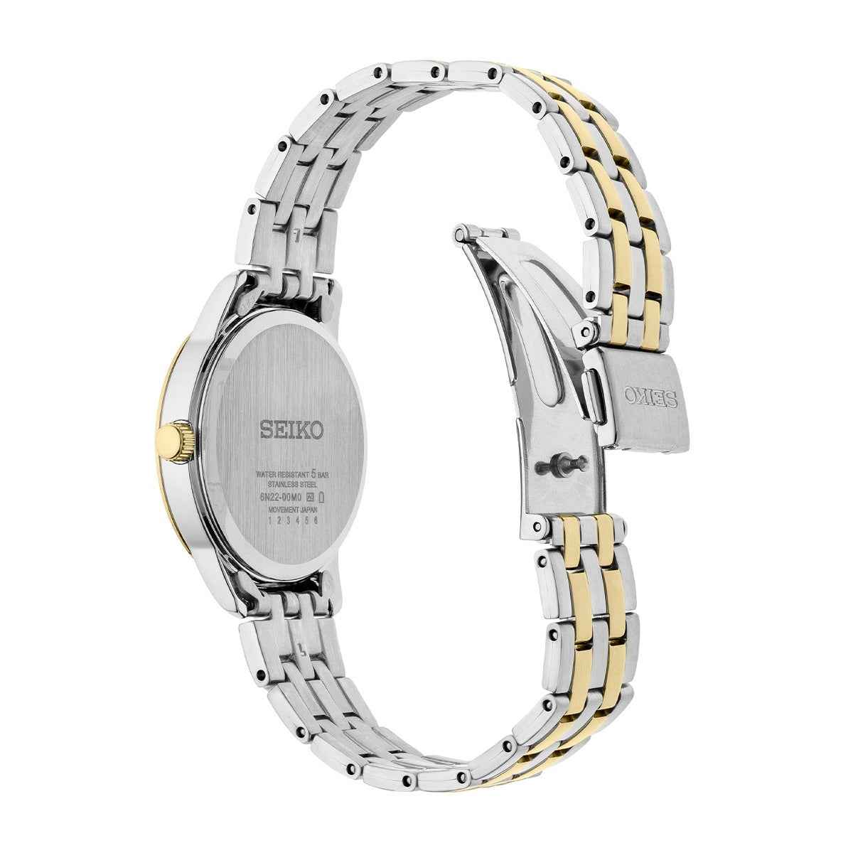 Seiko Ladies' Essential Quartz Two-Tone Stainless Steel Watch with White Dial