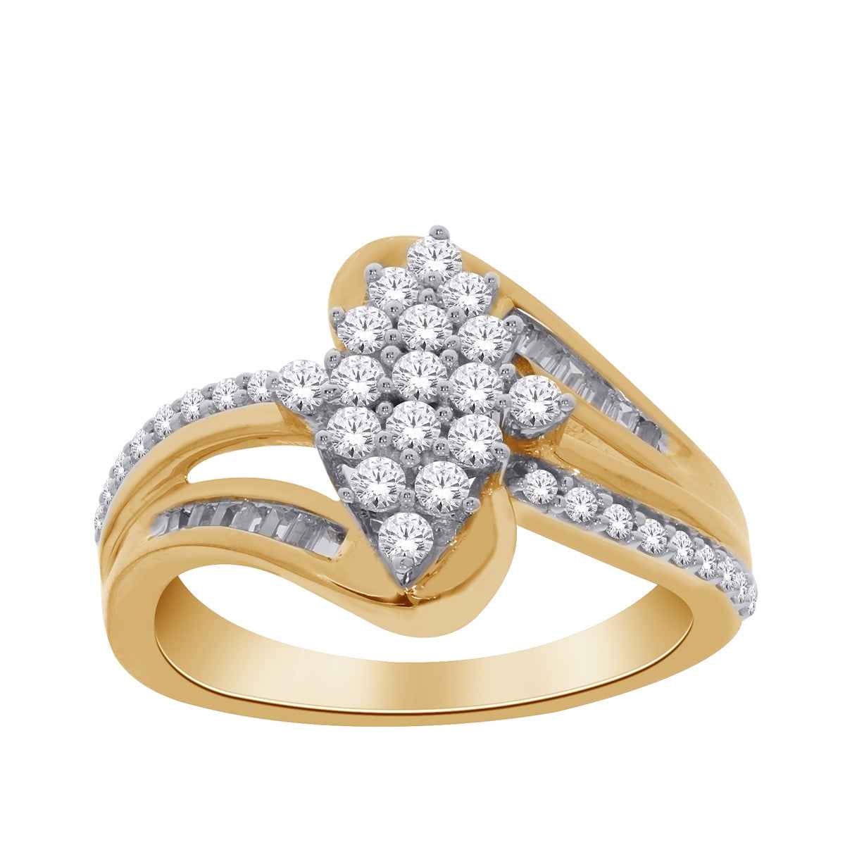 1/3 ct. tw. Round Diamond Marquise-Shaped Cluster Ring in 10K Yellow Gold