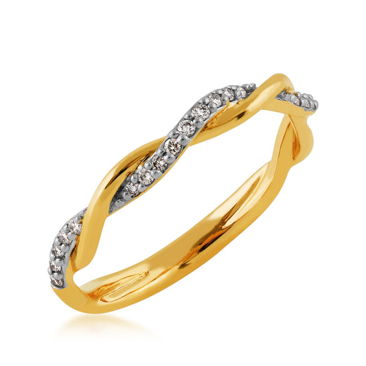 Perfect Match 1/10 ct. tw. Diamond Twist Stackable Anniversary Ring in 10K Yellow Gold front view