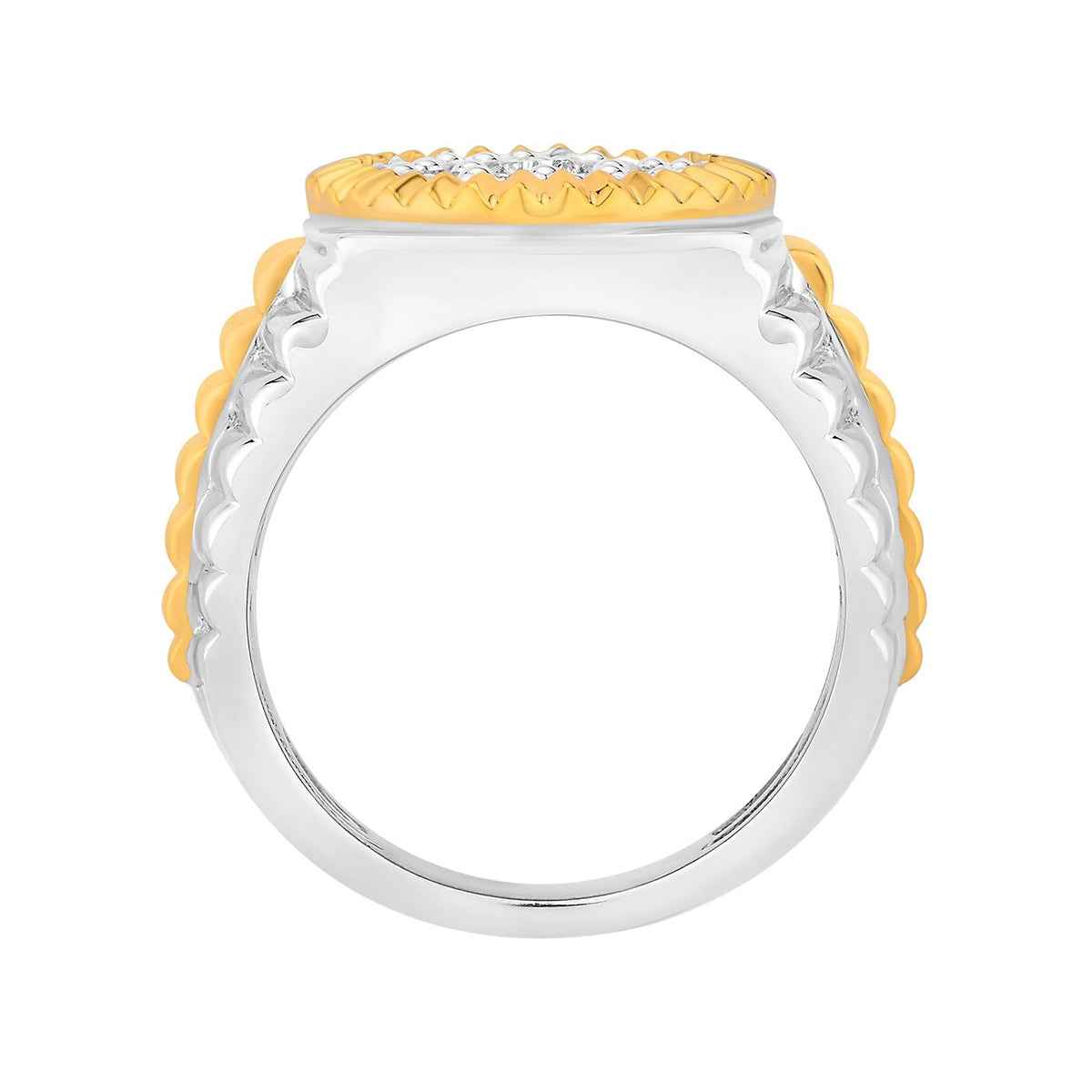 Men's 1-1/4ct. tw. Diamond Rolex Style Ring in 10K White and Yellow Gold front view