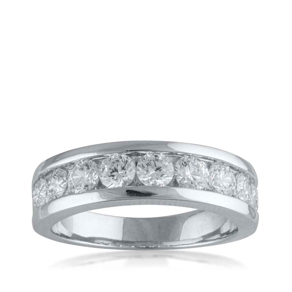 2 ct. tw. Men's Diamond Ring with Nine Round Brilliant Diamonds Channel Set in 10K White Gold