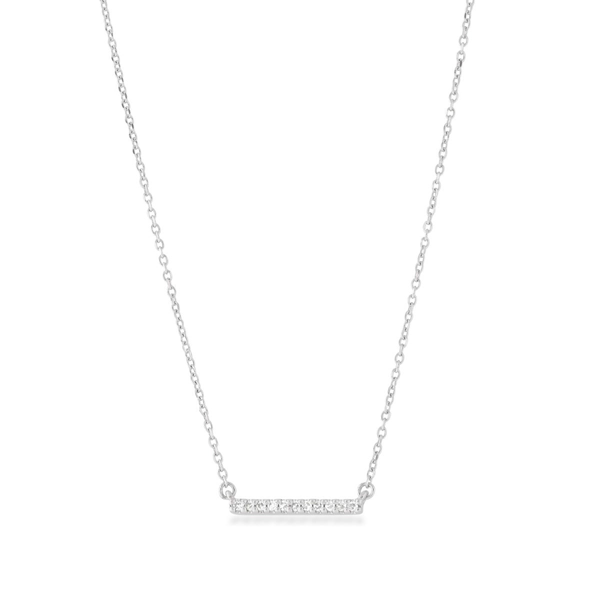 Diamond Accent Bar Necklace in 10K White Gold