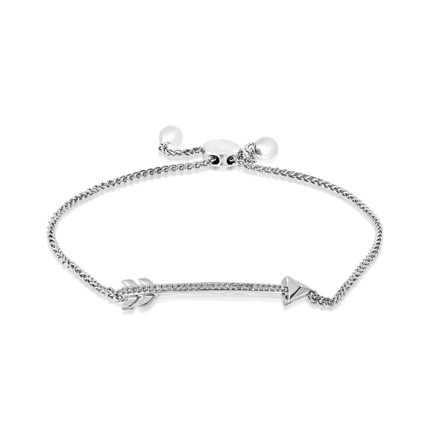 .08 ct. tw. Diamond Arrow Bolo Bracelet in Sterling Silver