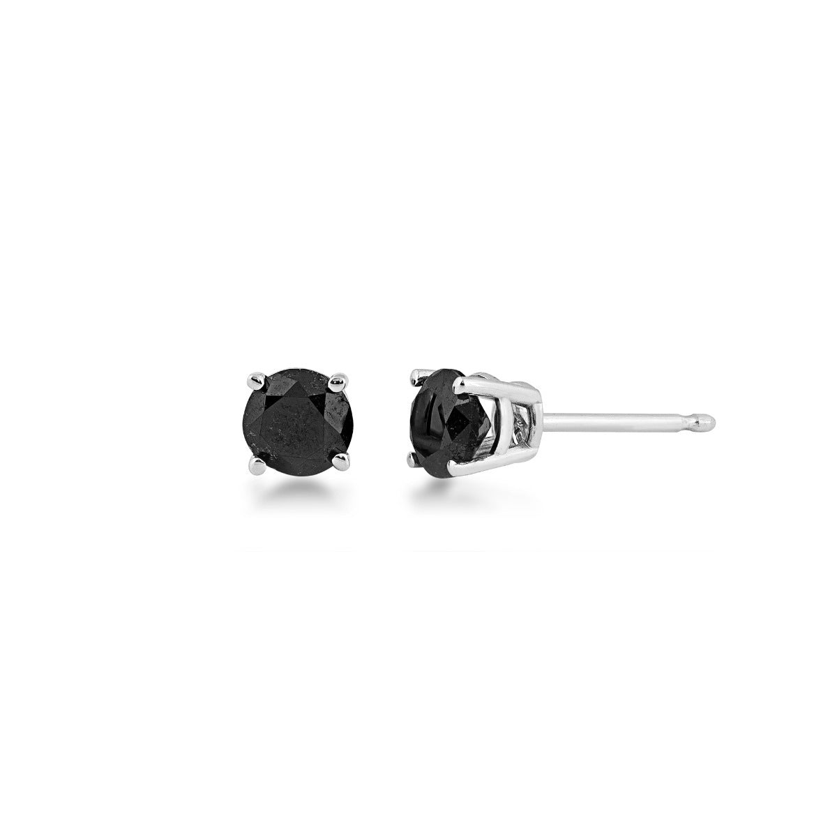 1/2 ct. tw. Round Treated Black Diamond Stud Earrings in 14K White Gold