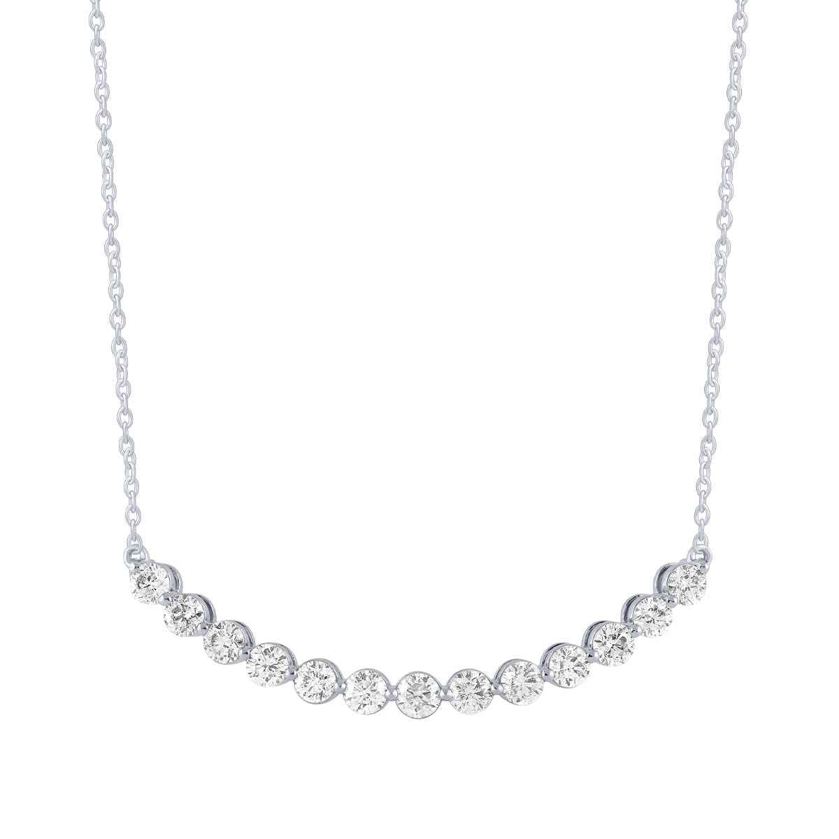 2 ct. tw. Diamond Curved Bar Necklace in 14K White Gold