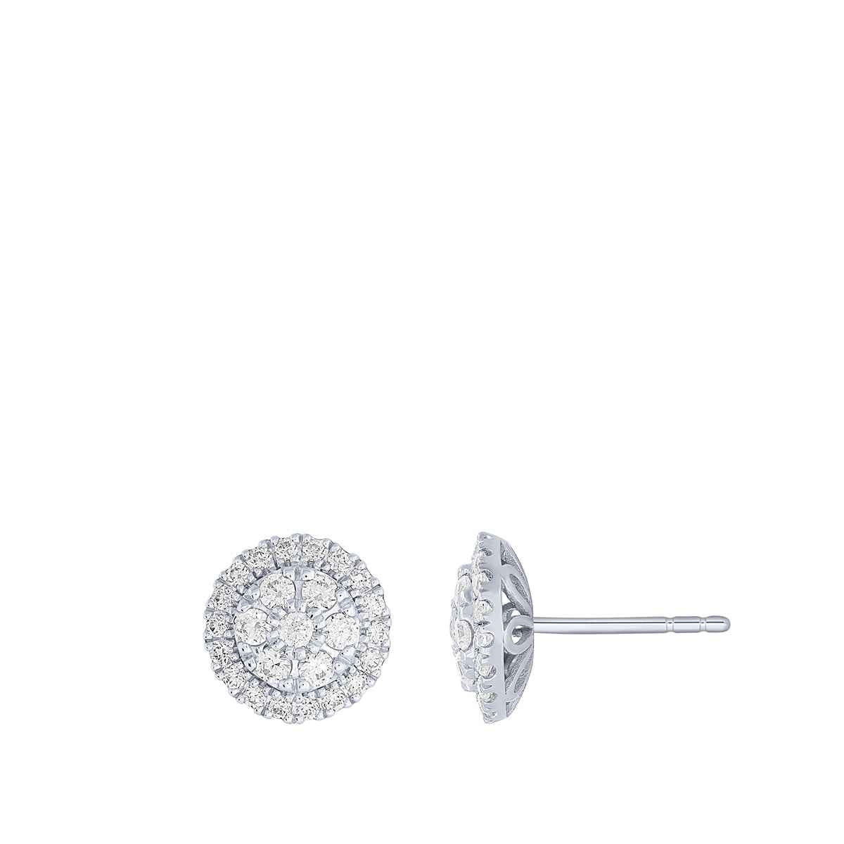 Fairytale Diamonds 1 ct. tw. Diamond Round Cluster Halo Earrings in 10K White Gold