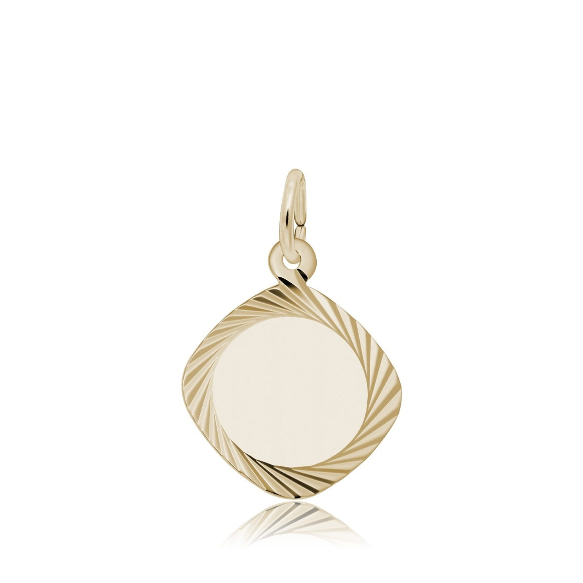 Small Square Diamond Cut Disc Charm in 14K Yellow Gold