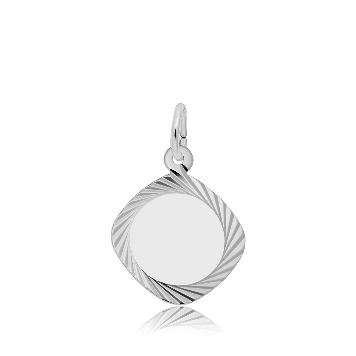 Small Square Diamond Cut Disc Charm in Sterling Silver