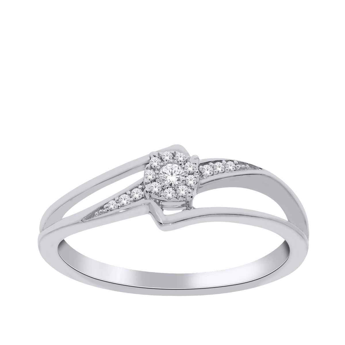 I Promise Round Diamond Accent Split Shank Promise Ring in 10K White Gold