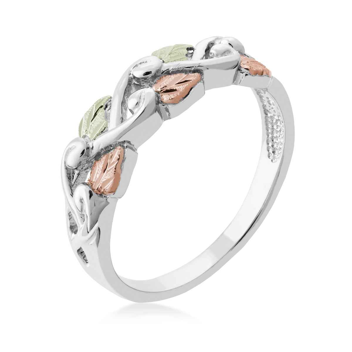 Black Hills Gold Vine & Leaf Ring in Sterling Silver front view