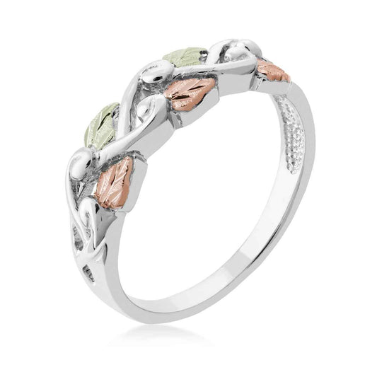 Black Hills Gold Vine & Leaf Ring in Sterling Silver front view
