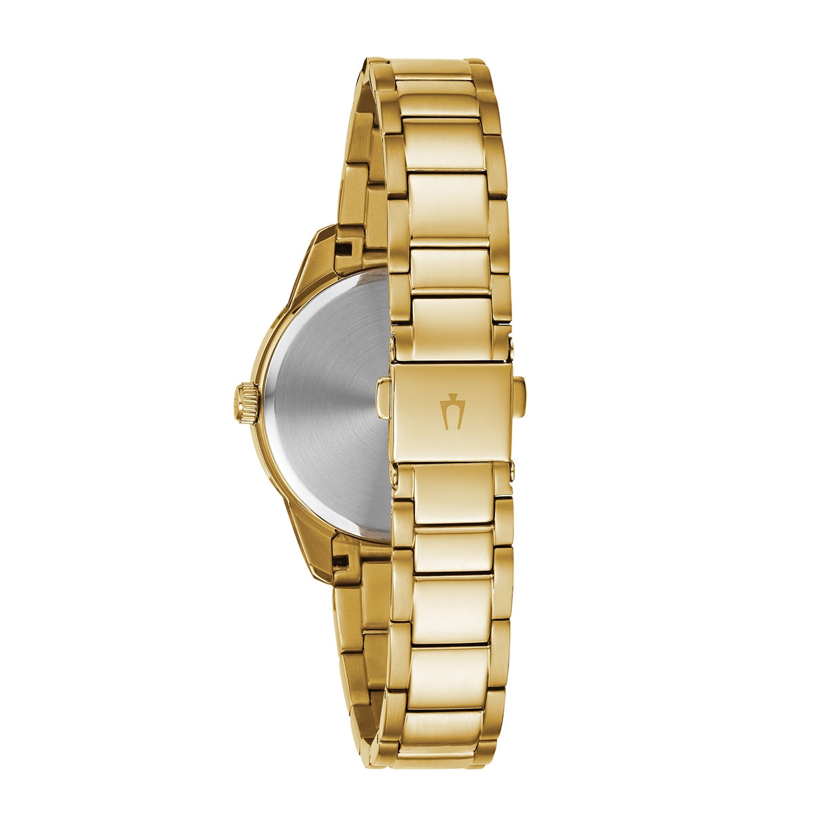 Harley Davidson Gold-Tone Stainless Steel Watch with Crystal Dial close-up detail