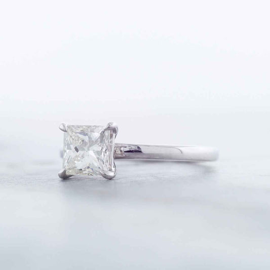 Adamante 1-1/2 ct. tw. Lab-Grown Princess Cut Diamond Classic Solitaire Engagement Ring in 14K White Gold side profile