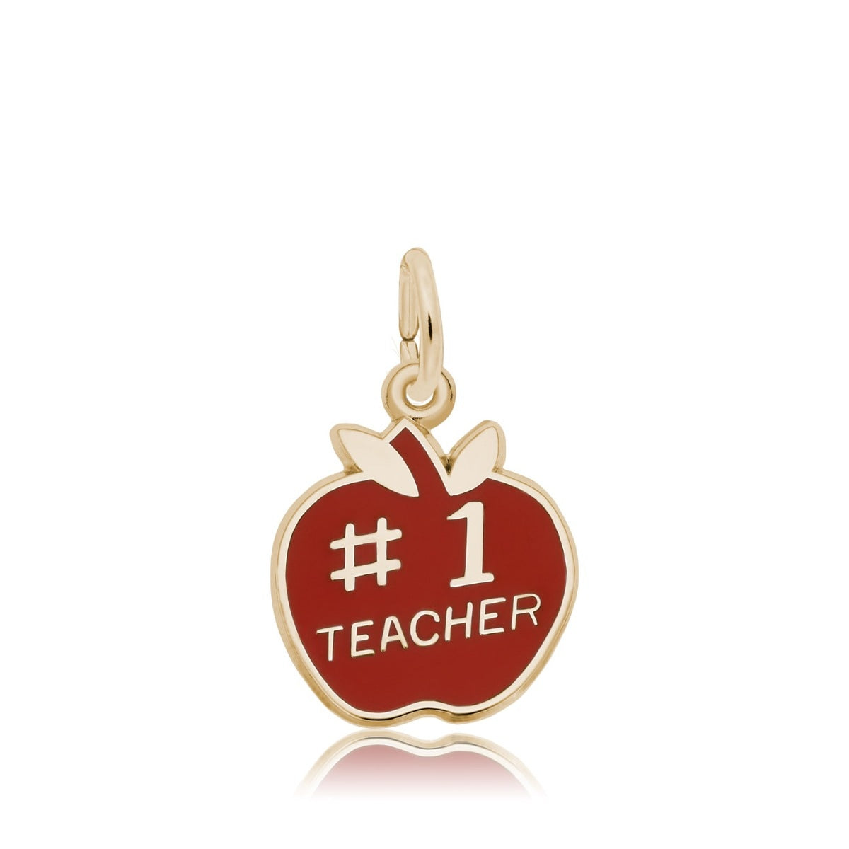 #1 Teacher Apple Charm in 14K Yellow Gold