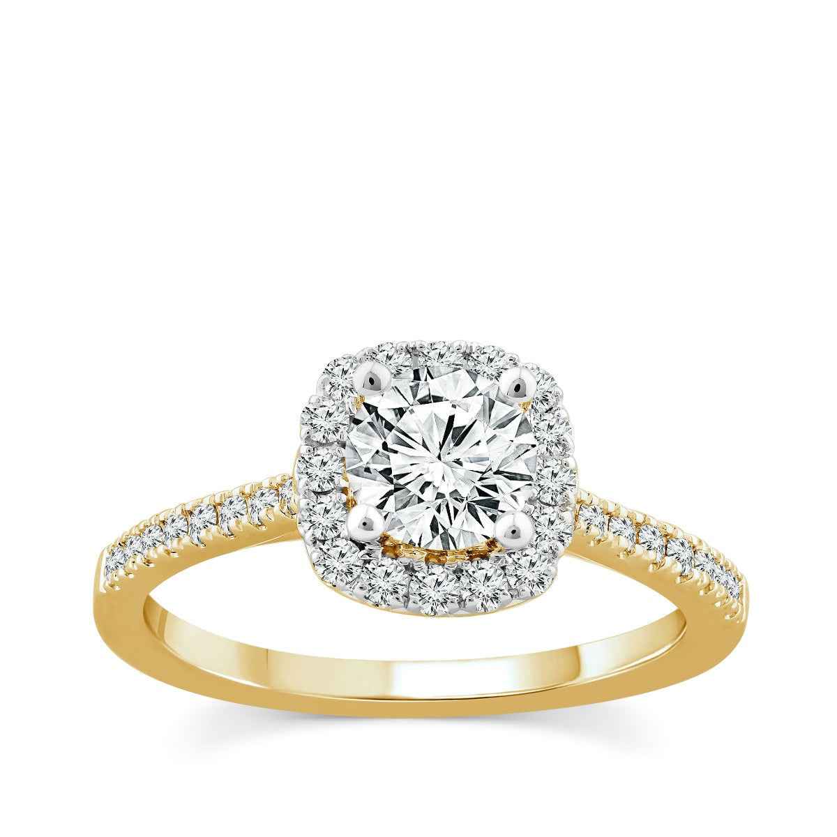 Adamante 1-1/10 ct. tw. Lab-Grown Round Brilliant Diamond Halo Engagement Ring in 14K Yellow Gold