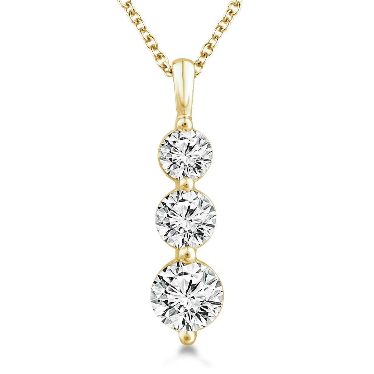 Adamante 1 ct. tw. Lab-Grown Diamond 3-Stone Pendant in 10K Yellow Gold